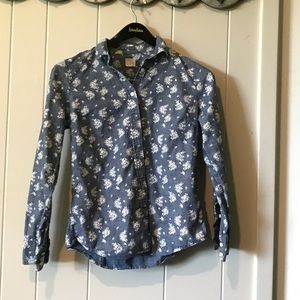 JCrew perfect shirt. Denim print, floral. Size S